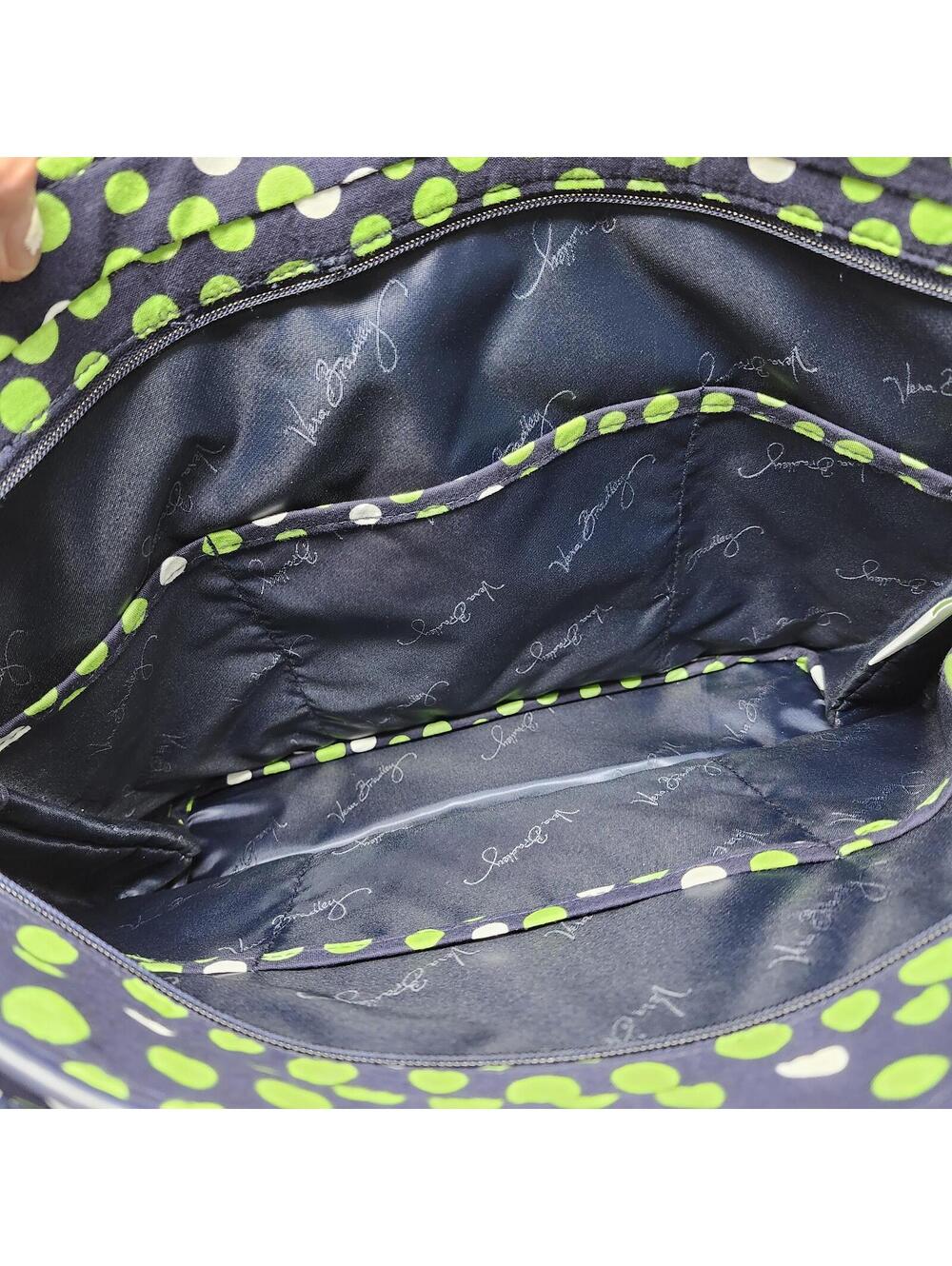 Vera Bradley Blue Green Polka Dot Quilted Tote Bag 11x15 - Picture 6 of 6